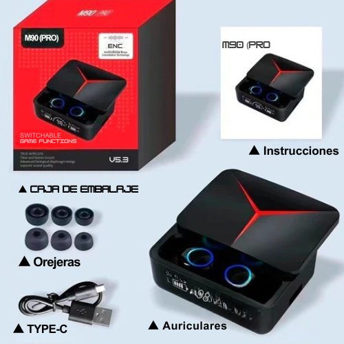 M90 Pro™ – Audífonos Inalámbricos con Función Gamer